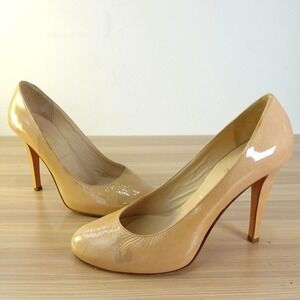 Nude Patent Heels Leather 9 Beige Pumps Slip‎ On Italian Stiletto Something Bleu